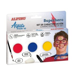 SET DE CARACTERIZACION AQUA MAKE UP SUPERHEROE COLOR AZUL, ROJO Y AMARILLO