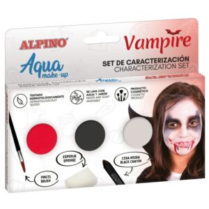 SET DE CARACTERIZACION AQUA MAKE UP VAMPIRO COLOR ROJO,BLANCO Y NEGRO